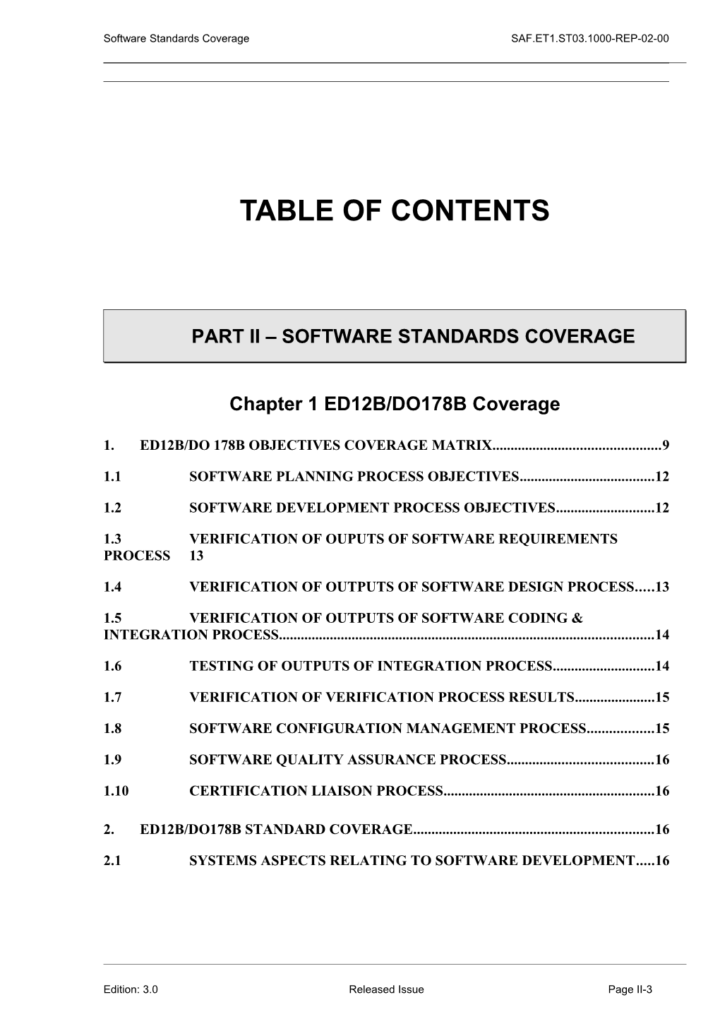 Software Standards Coverage SAF.ET1.ST03.1000-REP-02-00