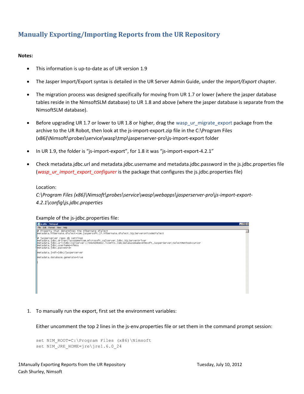 Manually Exporting/Importing Reports from the UR Repository