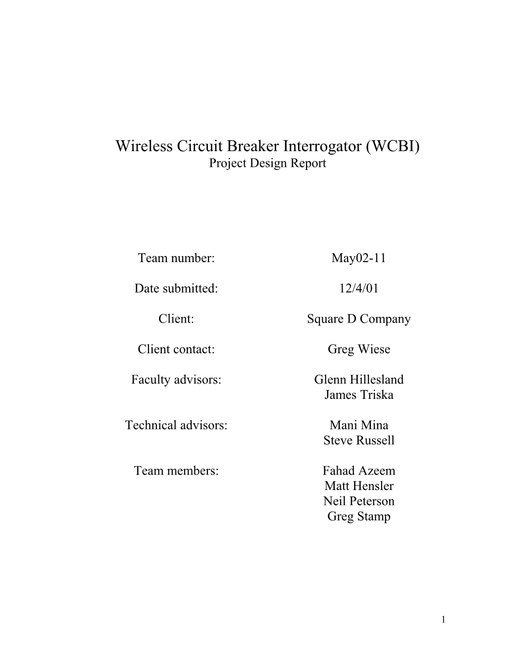 Wireless Circuit Breaker Interrogator (WCBI)