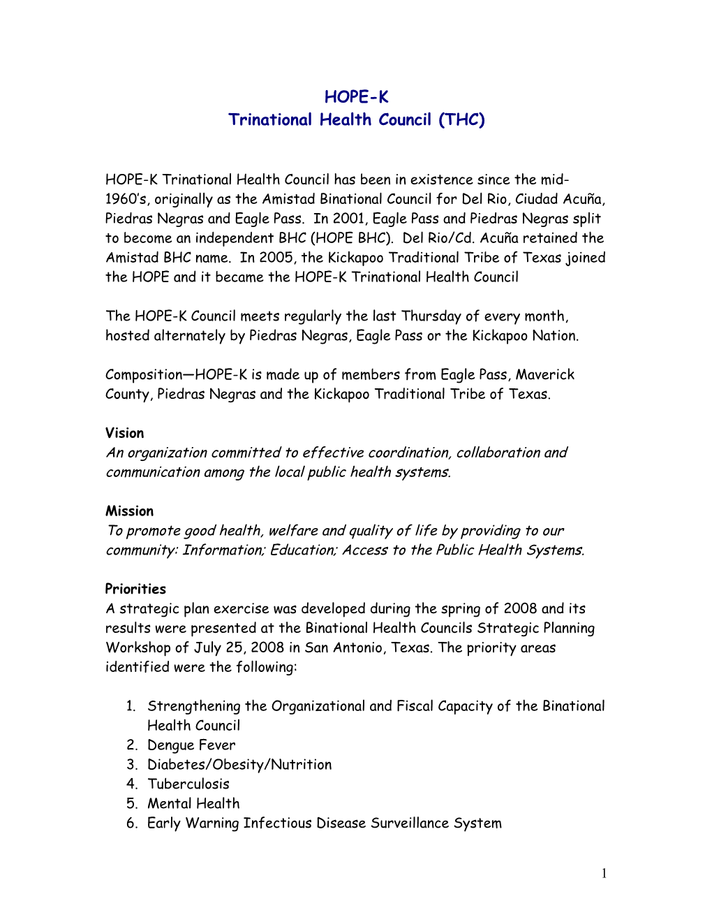 Trinational Health Council (THC)