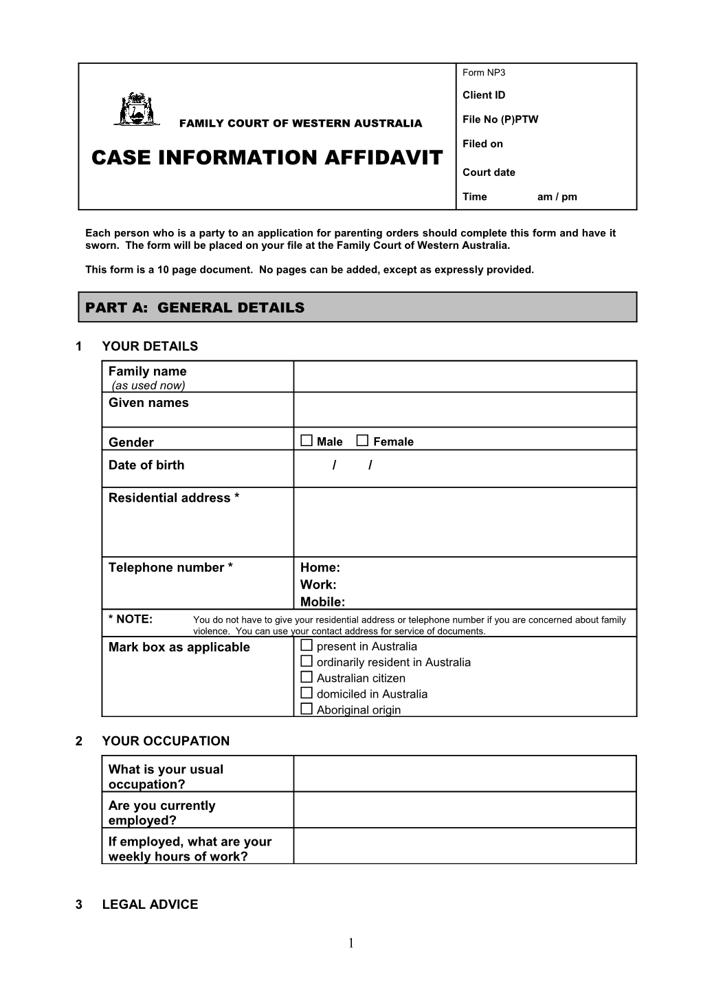 This Form Is a 10 Page Document. No Pages Can Be Added, Except As Expressly Provided