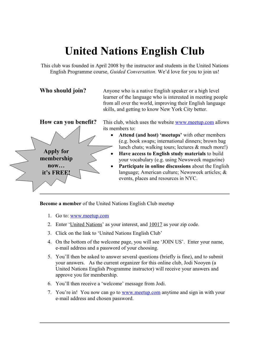 United Nations English Club