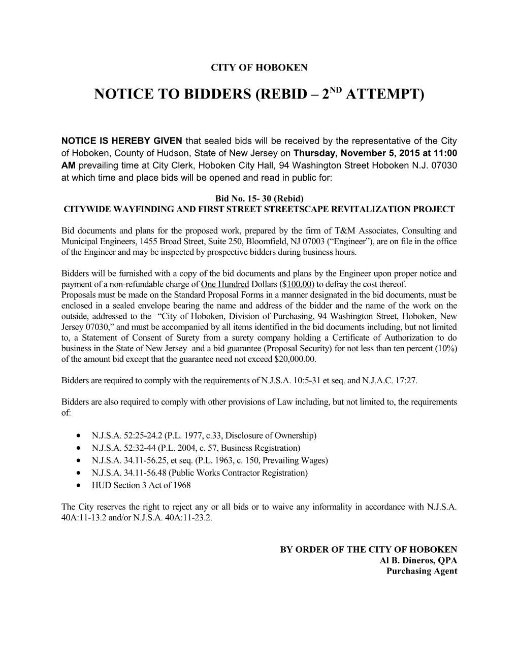 Notice to Bidders (Rebid 2Nd Attempt)