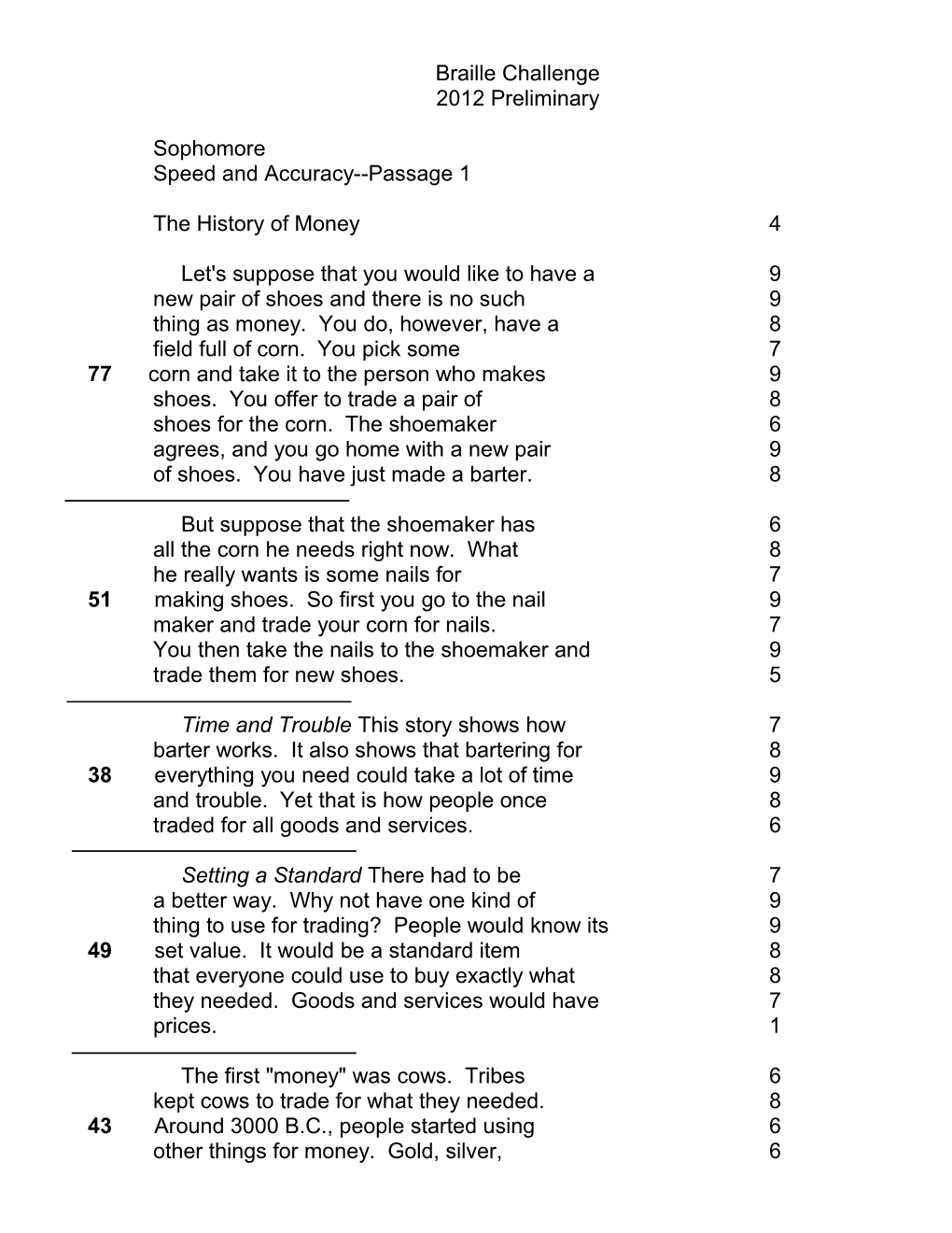 Speed and Accuracy Passage 1