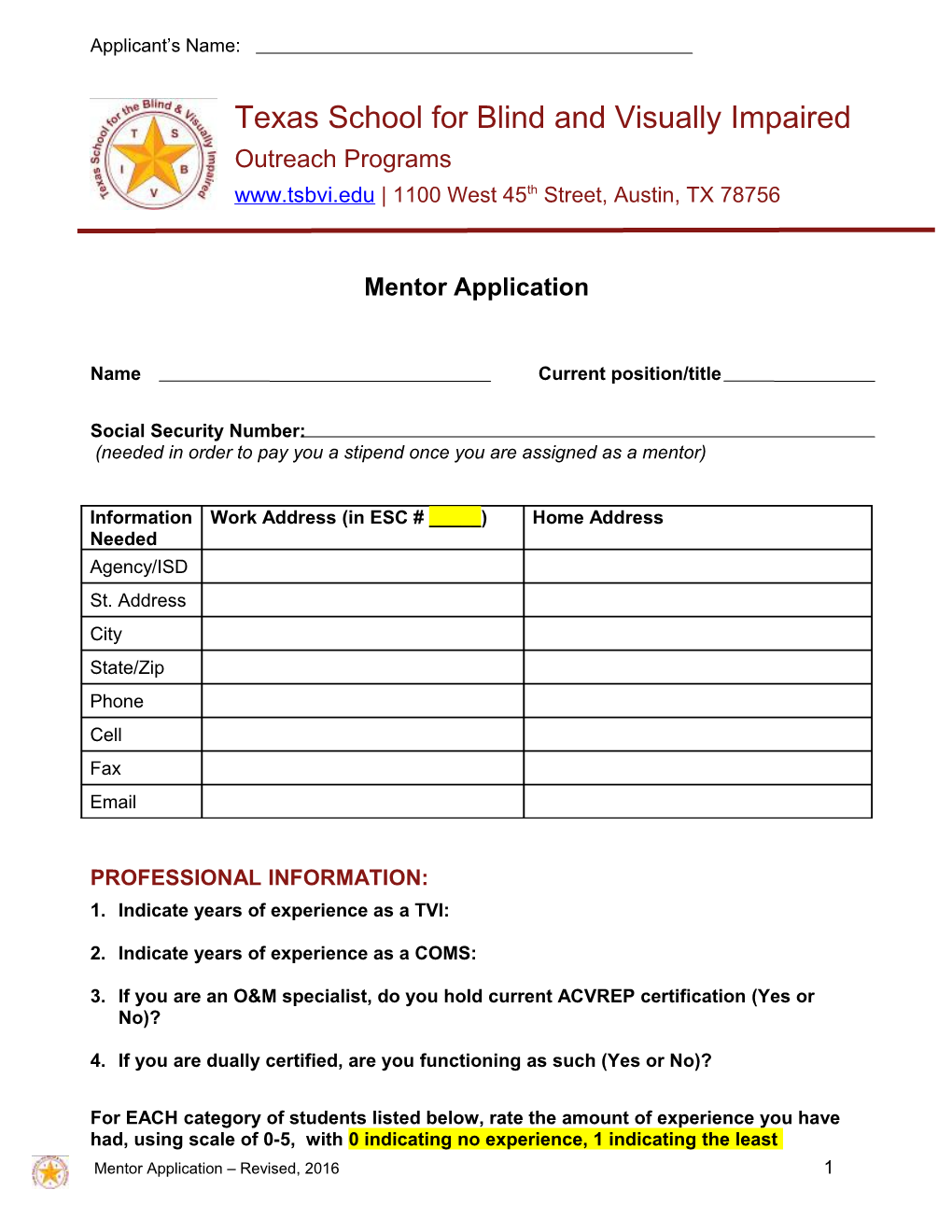Mentor Application s1