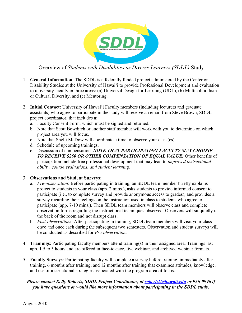 Overview of Students with Disabilities As Diverse Learners (SDDL) Study