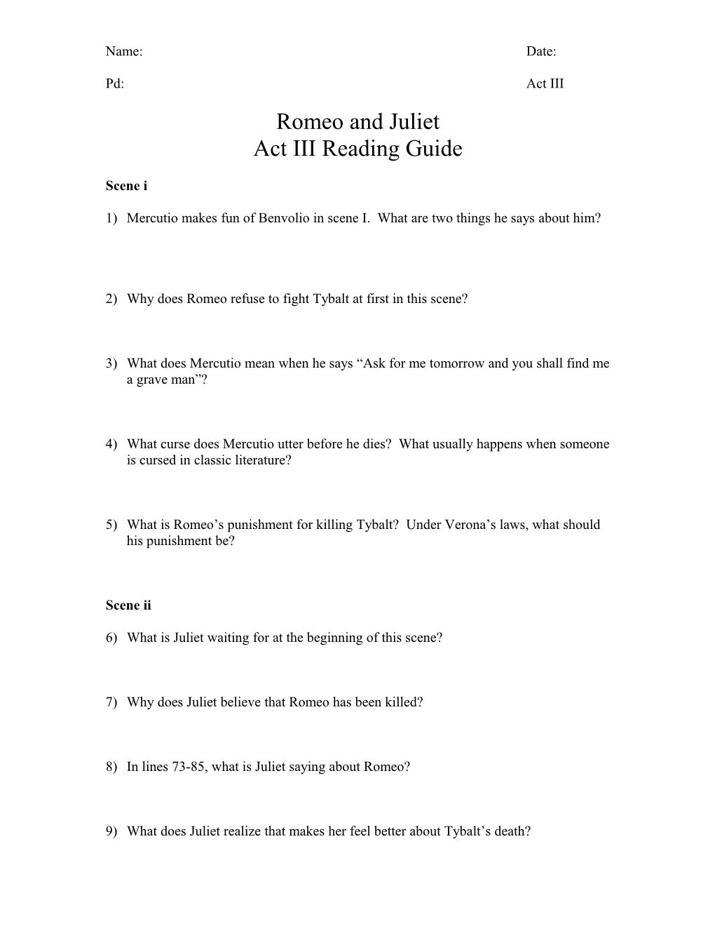 Act III Reading Guide