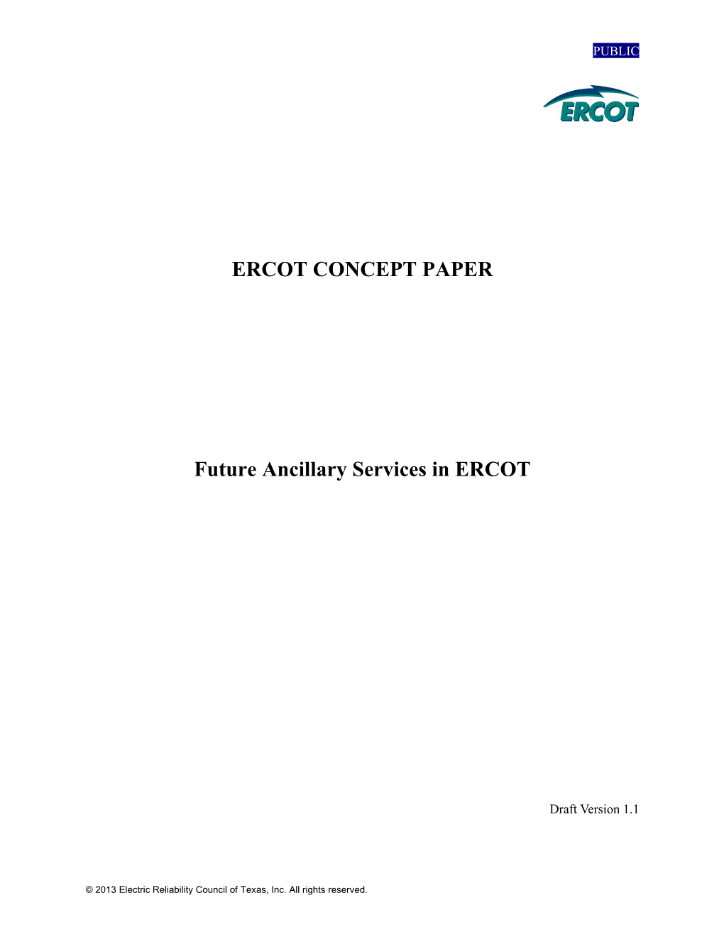 Future Ancillary Services in ERCOT