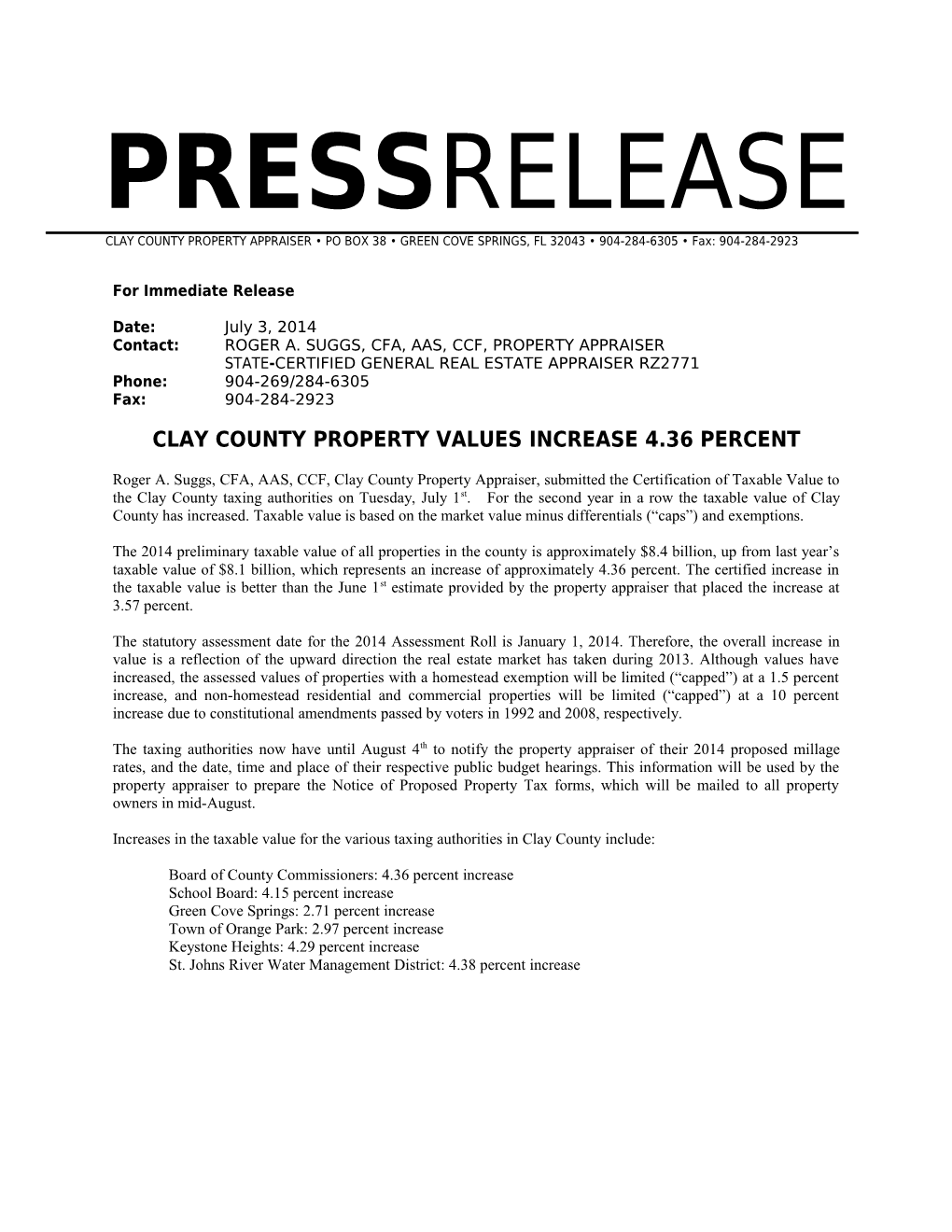 Press Release - Press Release with Bold Heading