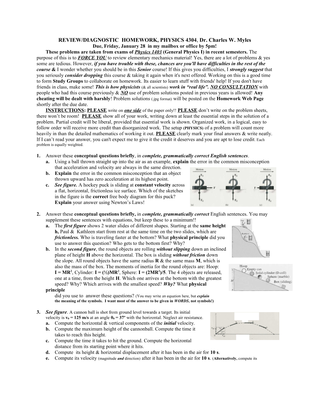 Review Homework, Physics 5306