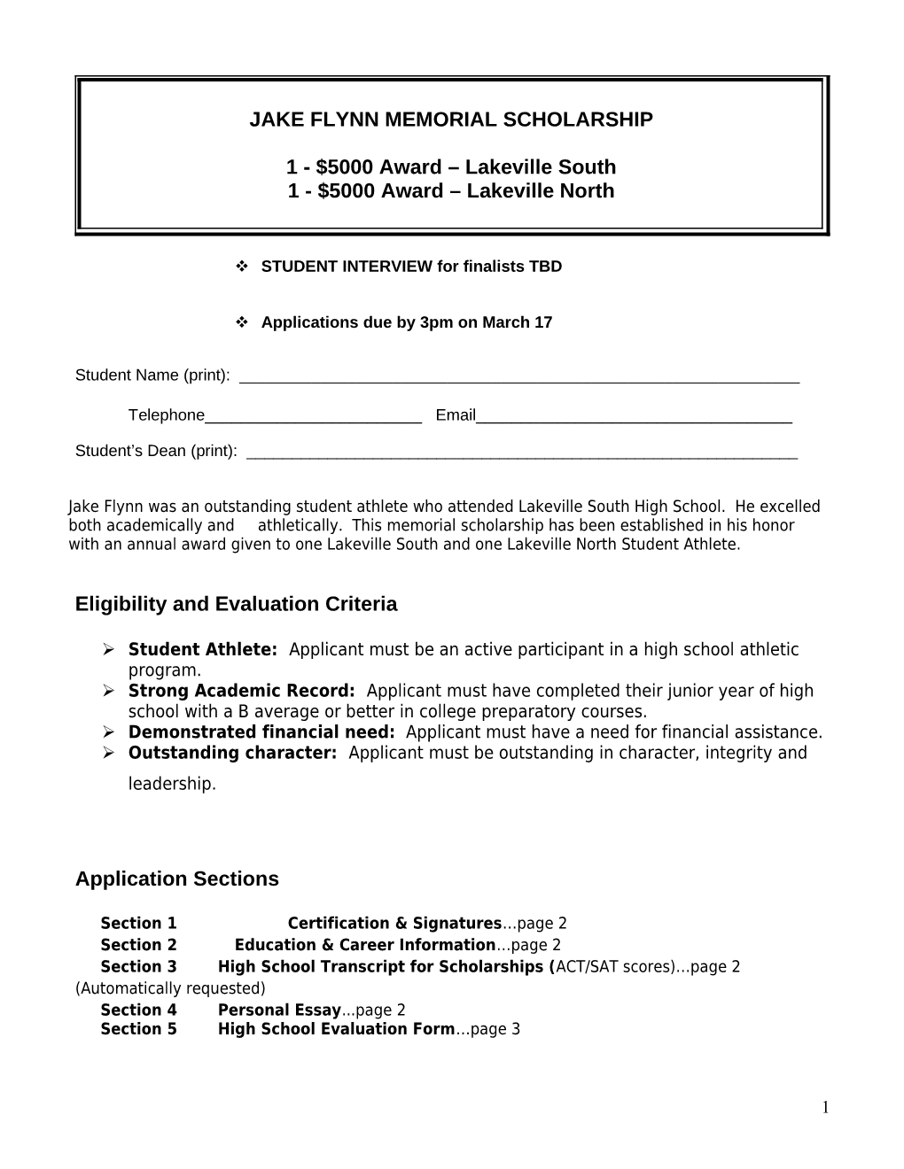 Lnhs Local Scholarship Application