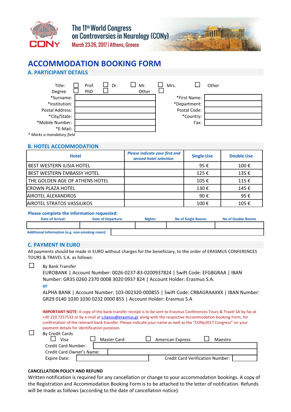 Accommodation Booking Form