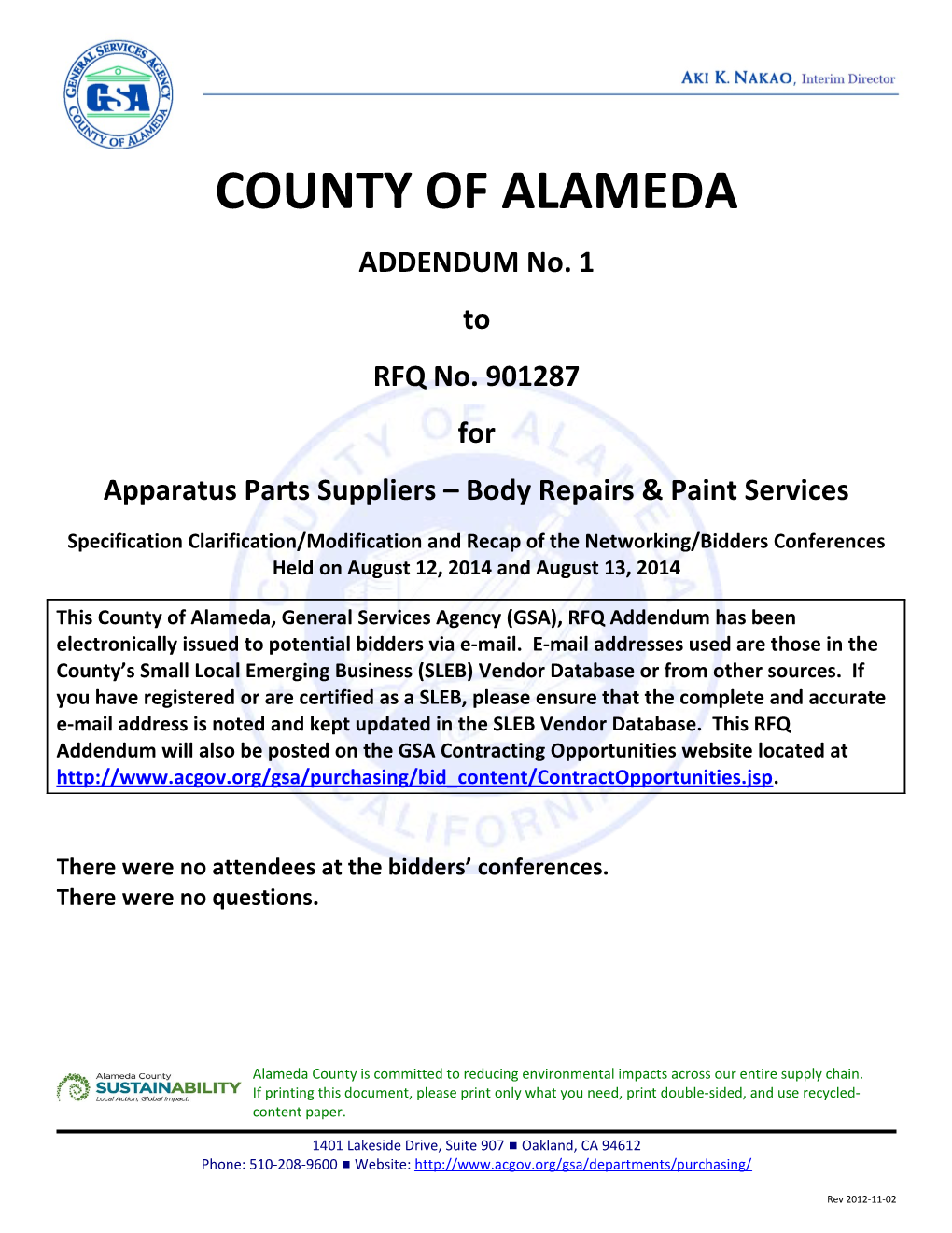 County of Alameda, General Services Agency Purchasing s3