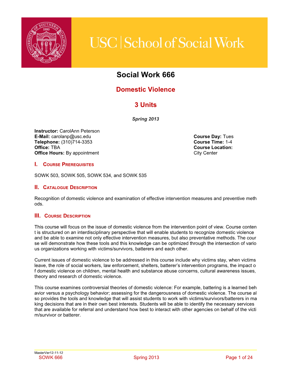 School of Social Work Syllabus Template Guide s12