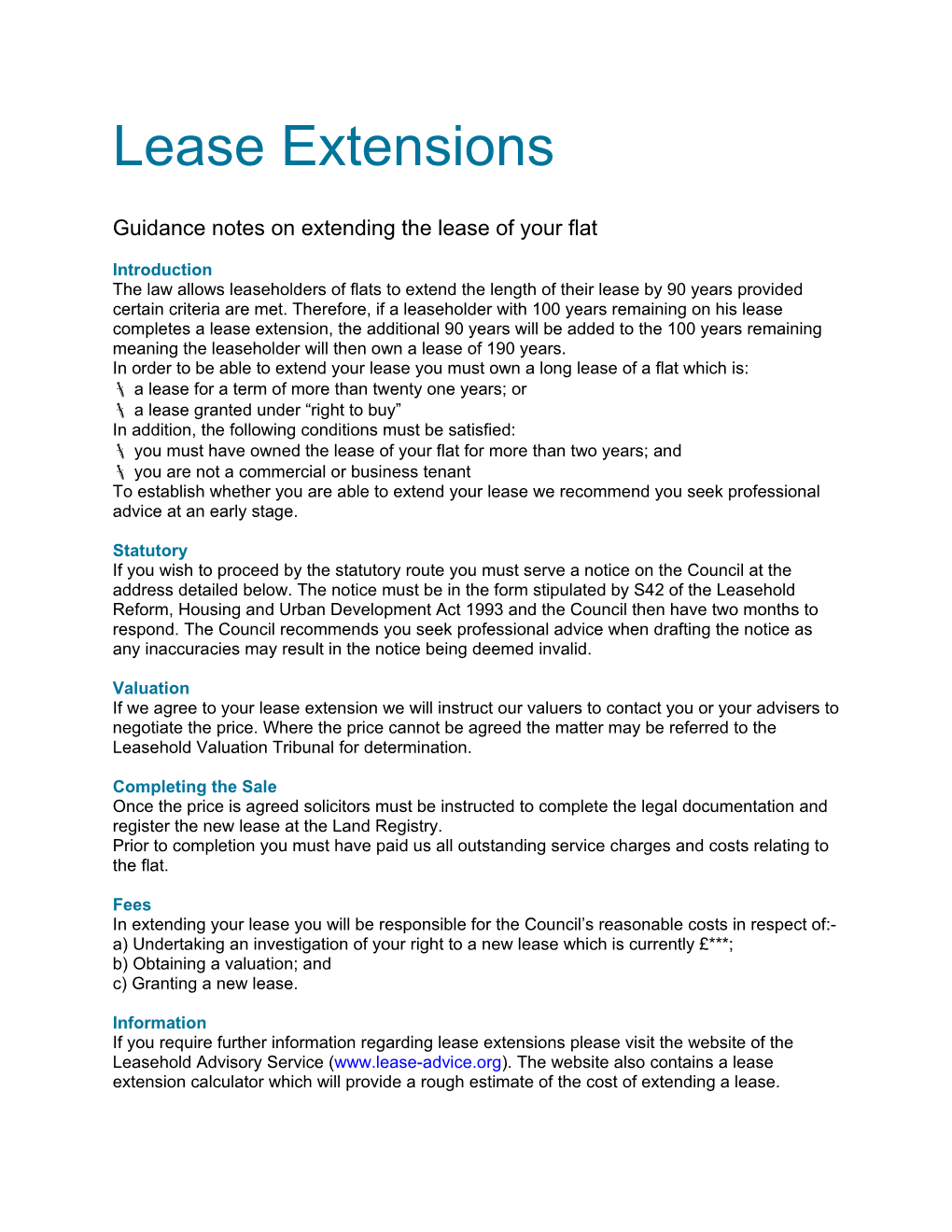 Guidance Notes on Extending the Lease of Your Flat
