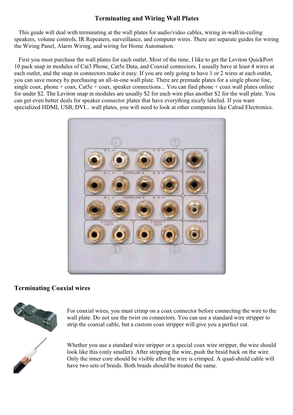 Terminating and Wiring Wall Plates