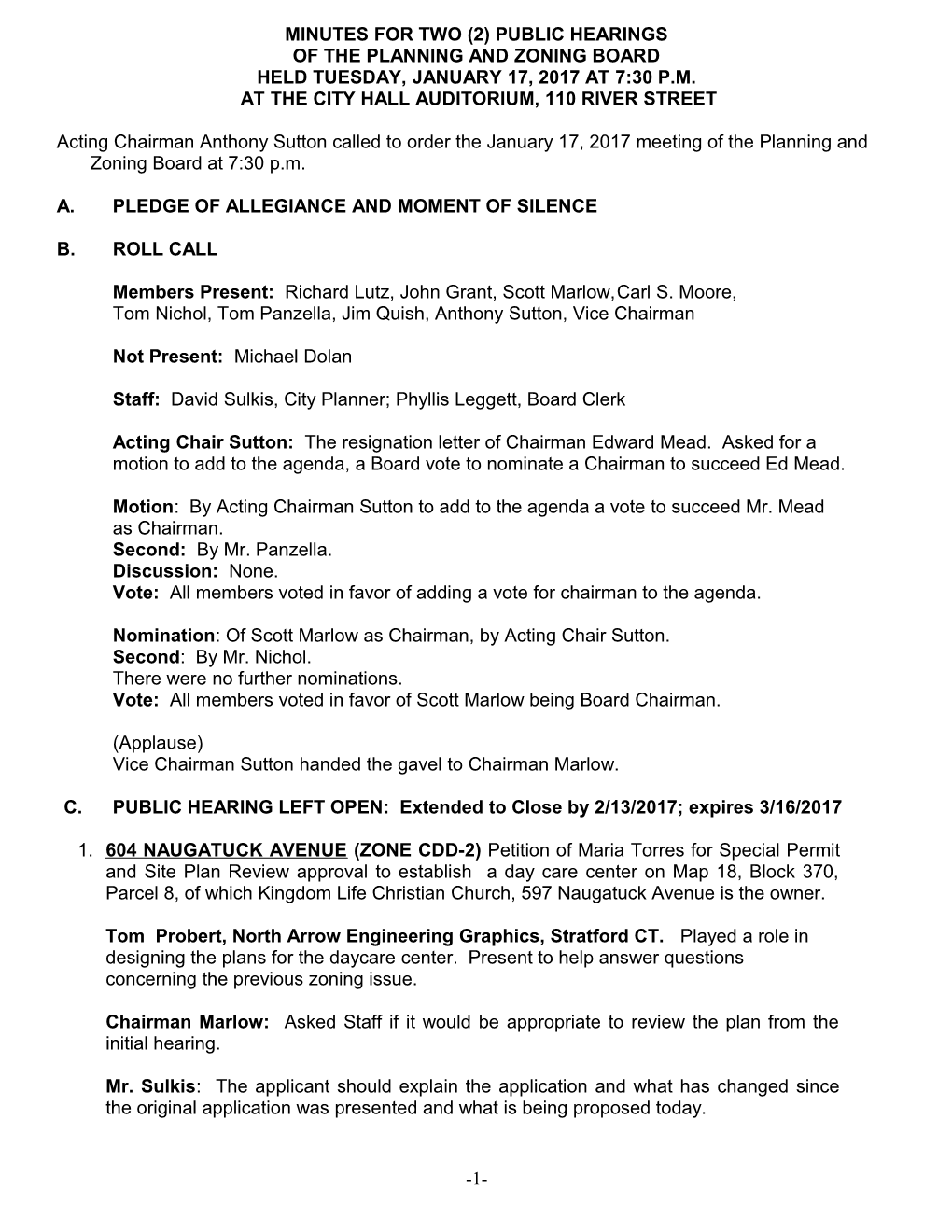 Minutes for Two (2) Public Hearings s3