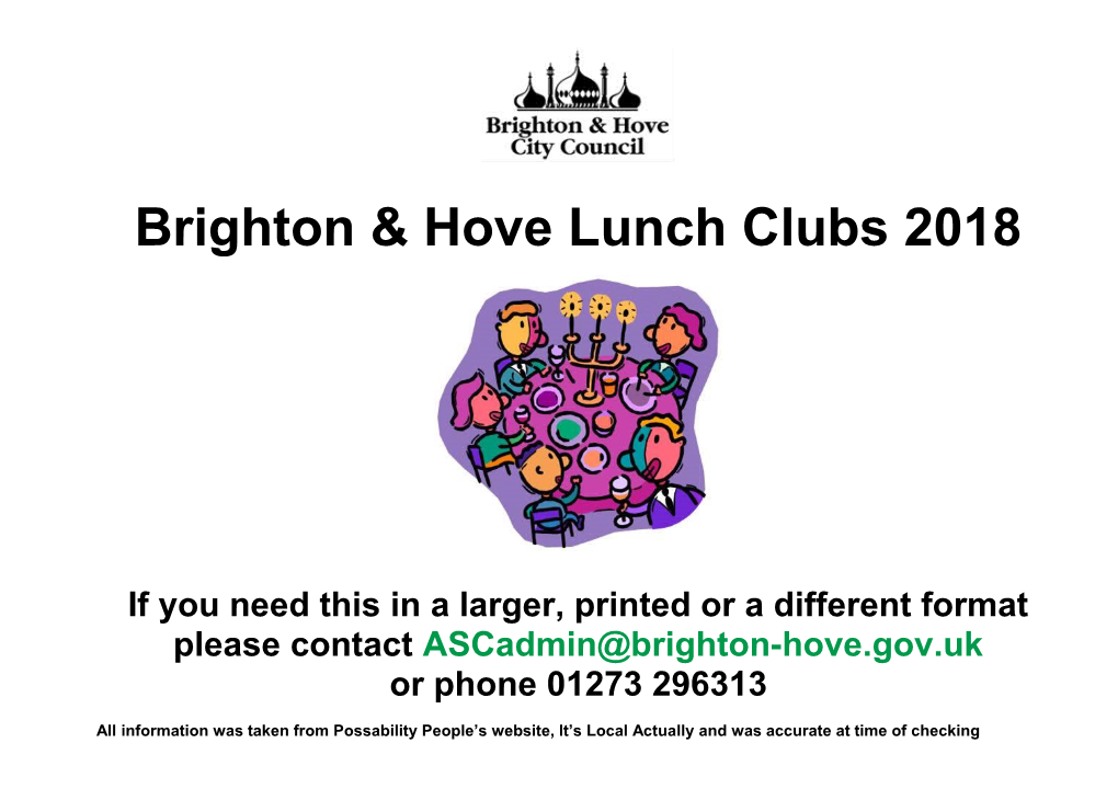 Brighton & Hove Lunch Clubs 2018