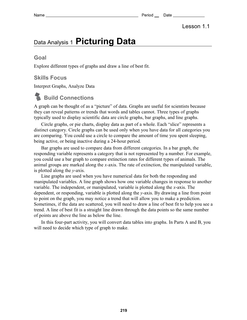 Data Analysis 1 Picturing Data