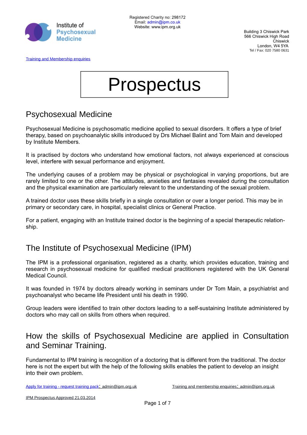 Constitution of the Institute of Psychosexual Medicine