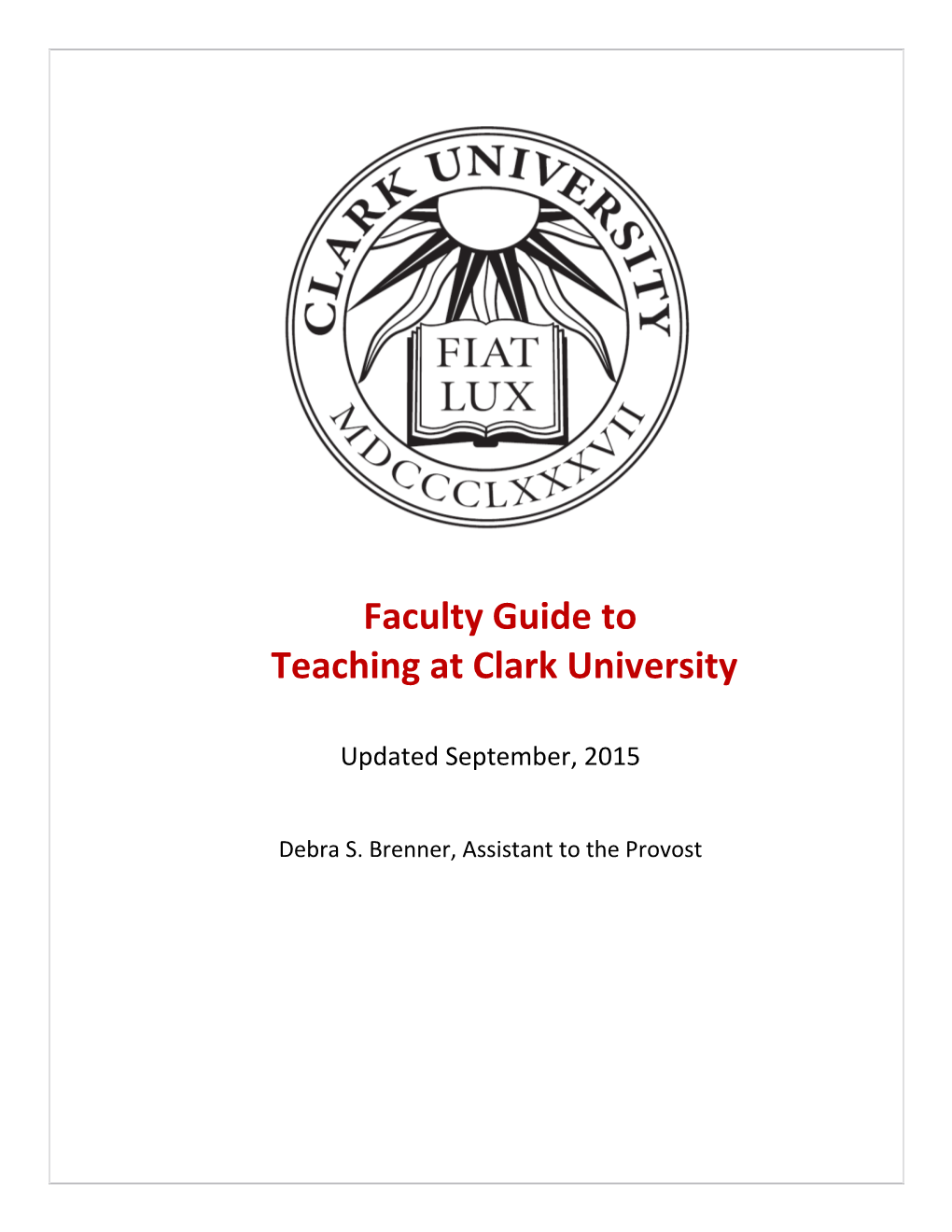 Faculty Guide to Teaching September 2015