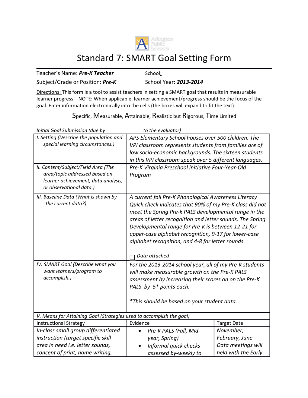 Standard 7: SMART Goal Setting Form s1