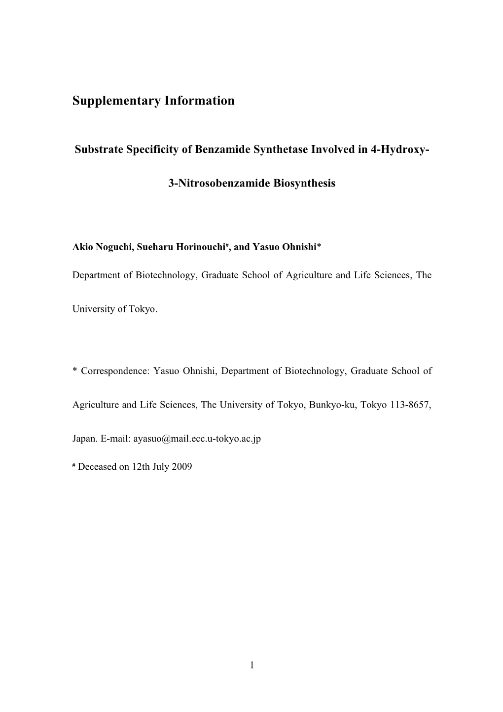 Substrate Specificity of Benzamide Synthetase Involved in 4-Hydroxy-3-Nitrosobenzamide