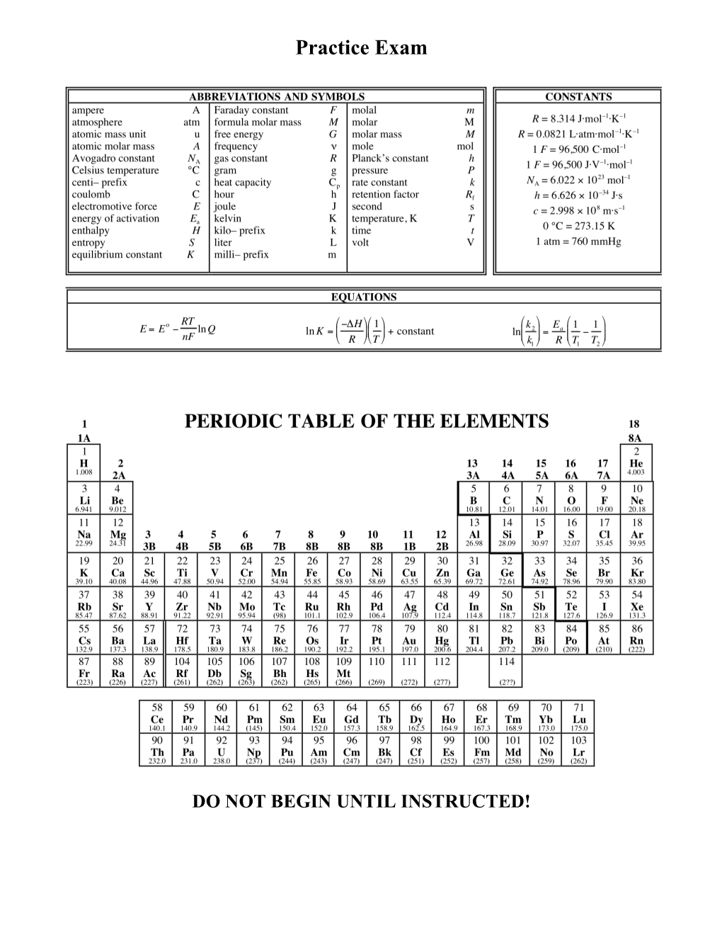 Preliminary Exam for Earle