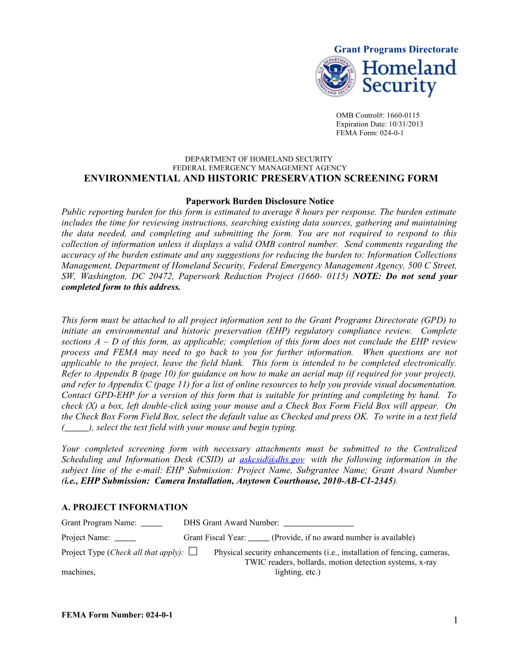 Environmental Screening Form