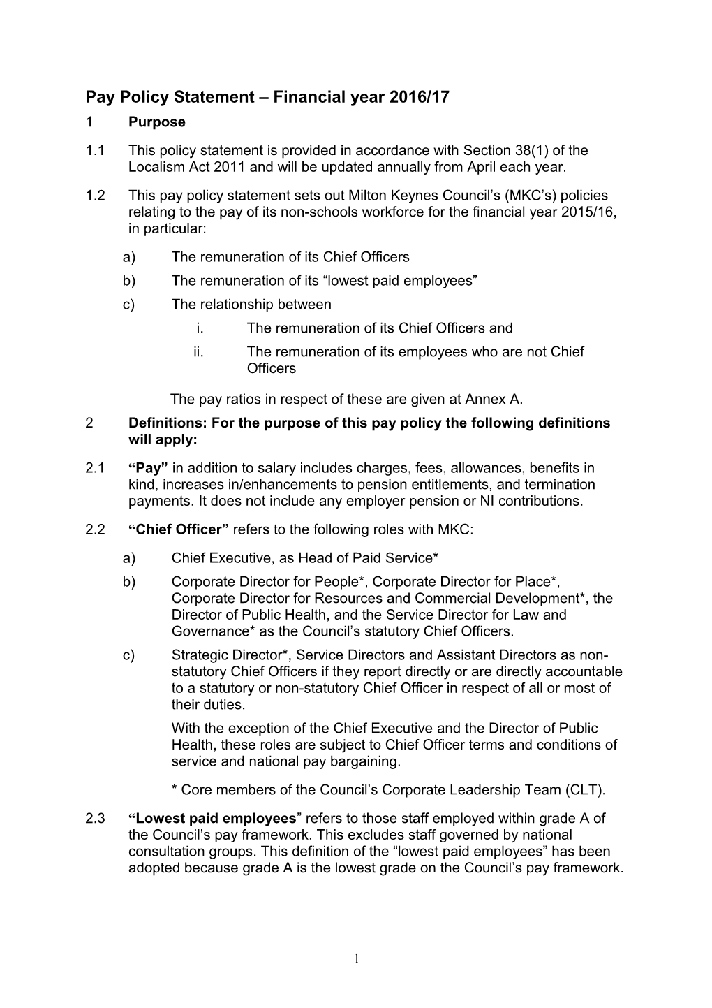 Pay Policy Statement Financial Year 2012-13