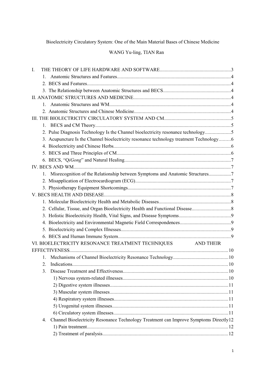 Bio-Electricity Circulatory System: the Main Material Basis of Traditional Chinese Medicine