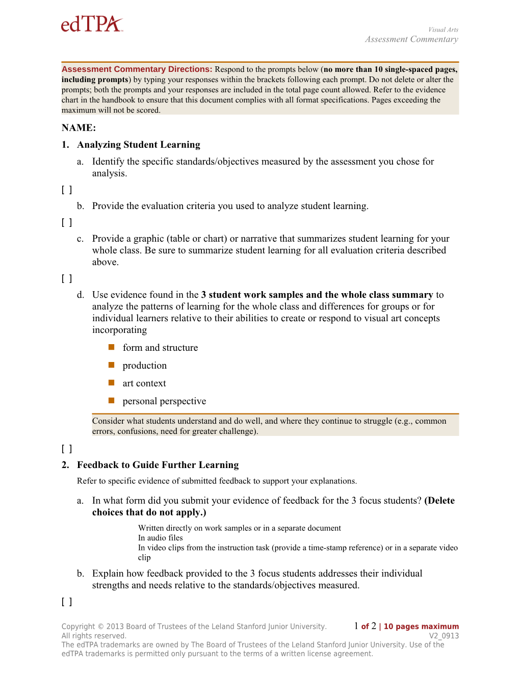 Assessment Commentary Template