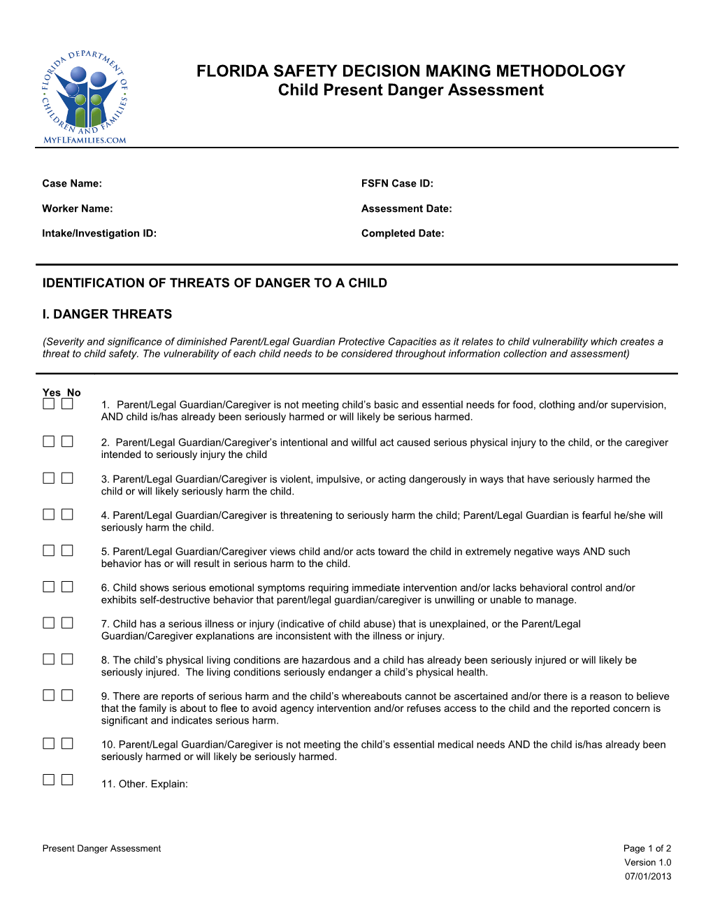Present Danger Assessment Page 1 of 2