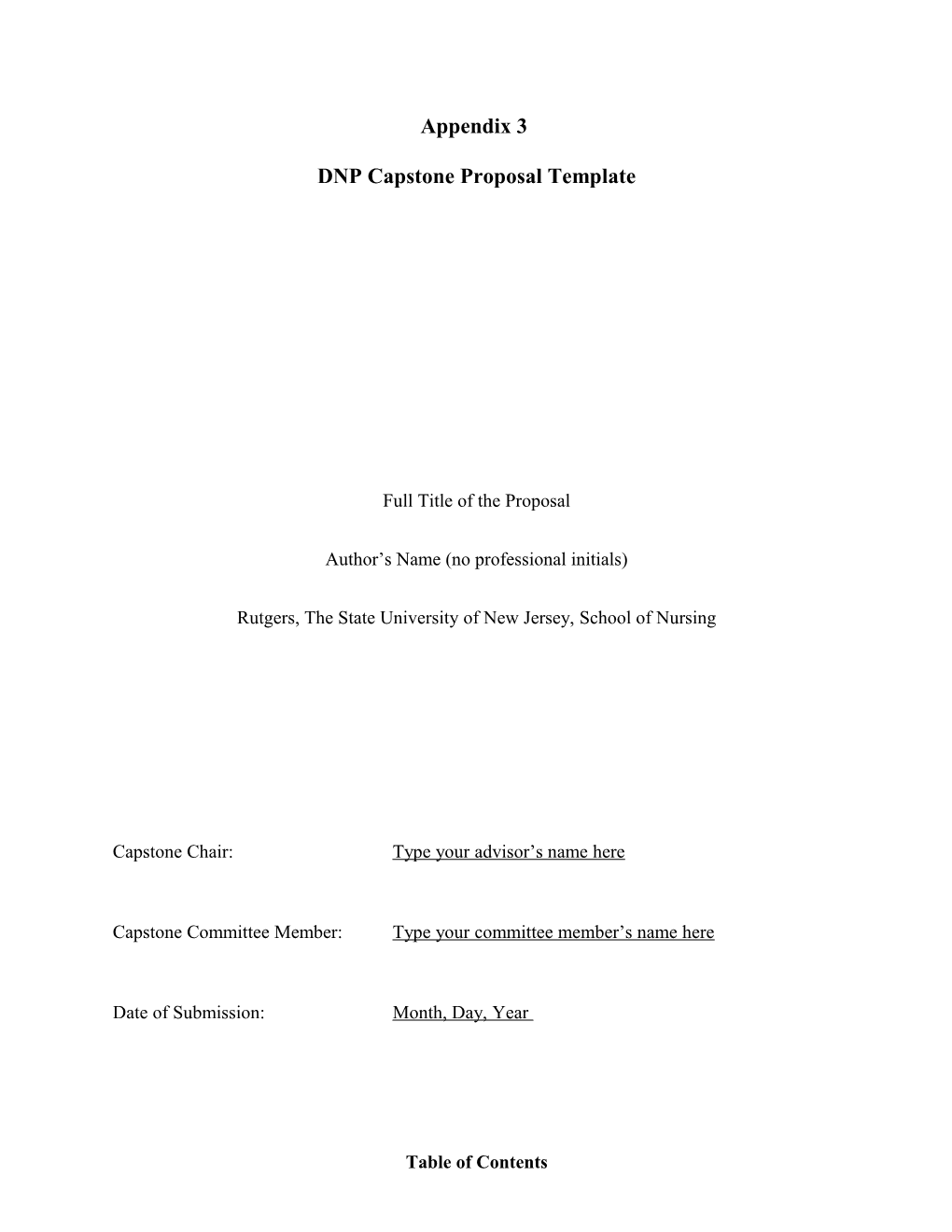 DNP Capstone Proposal Template