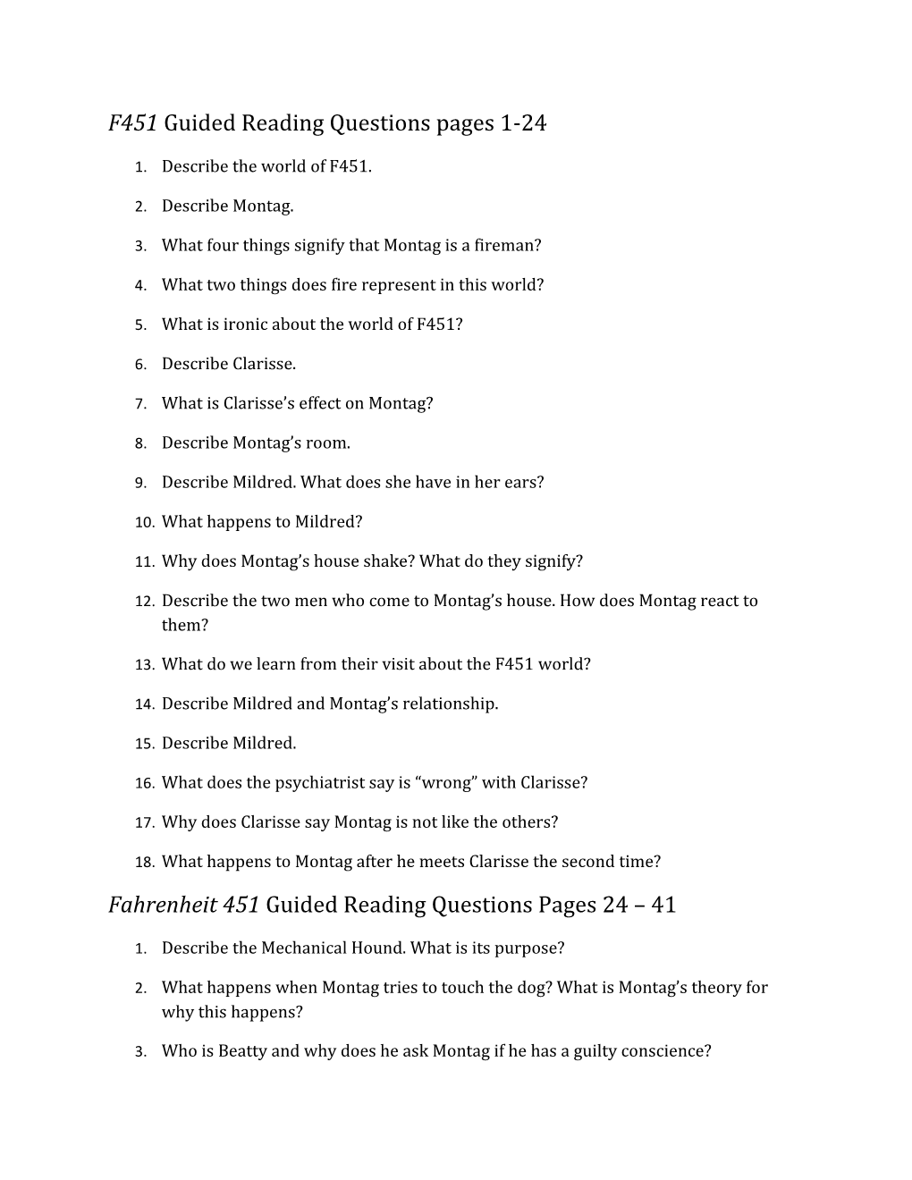 F451 Guided Reading Questions Pages 1-24