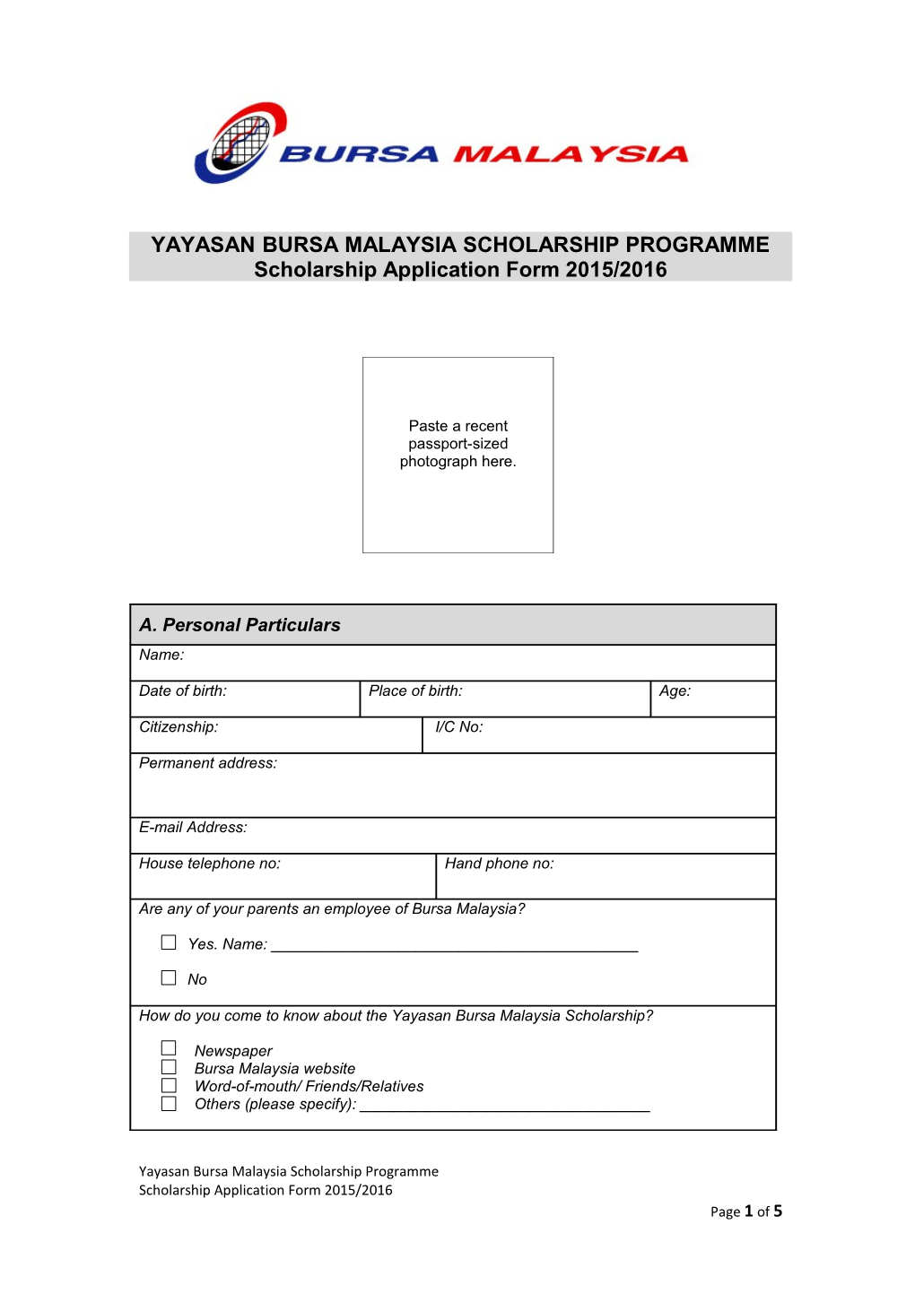 Yayasan Bursa Malaysia Scholarship Programme