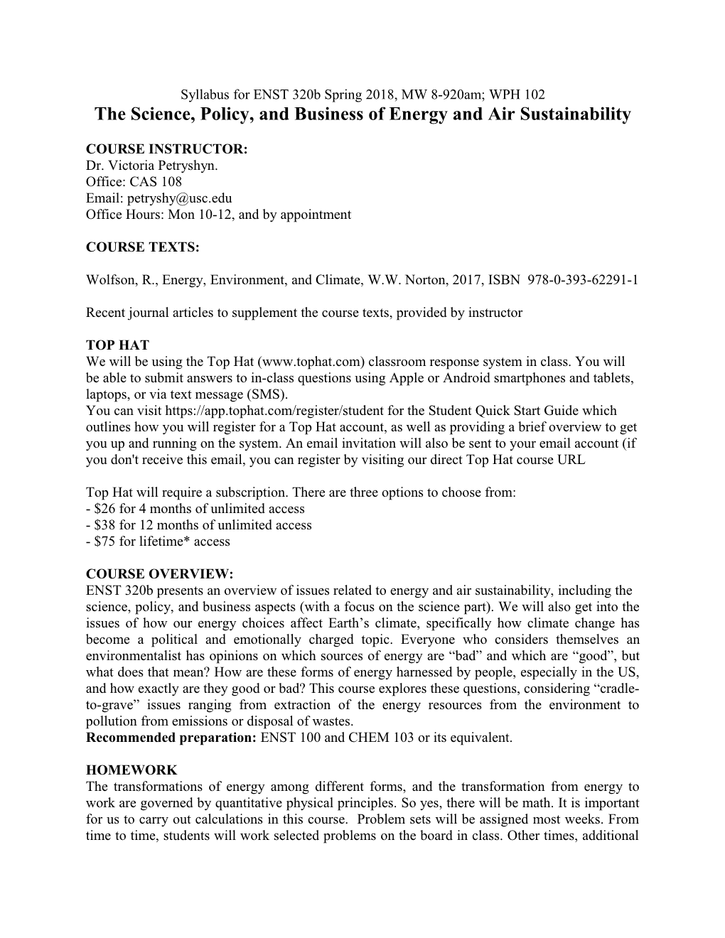 ENST100 Introduction to Environmental Studies