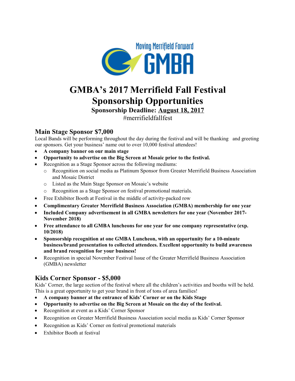 GMBA S 2017 Merrifield Fall Festival