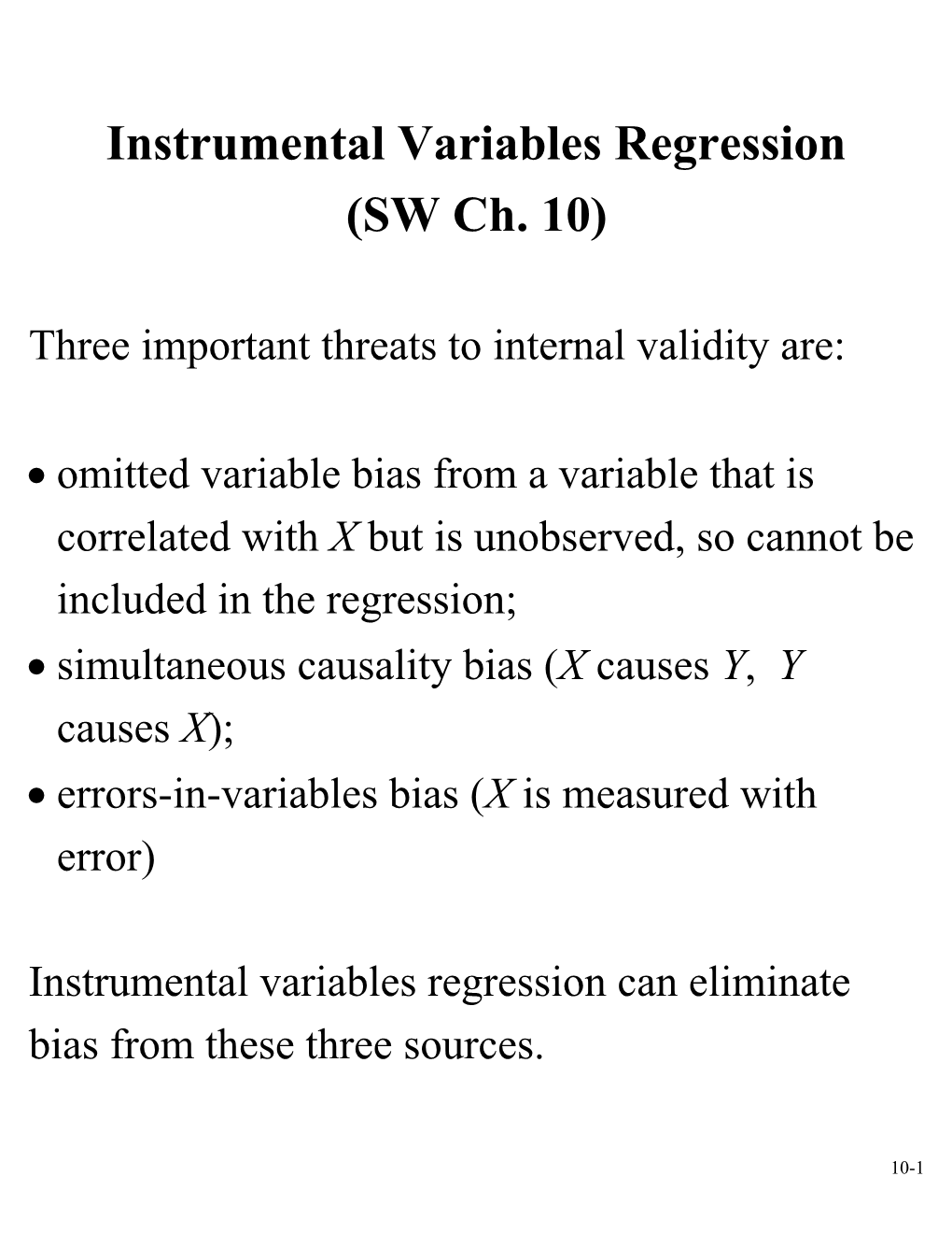 Instrumental Variables Regression