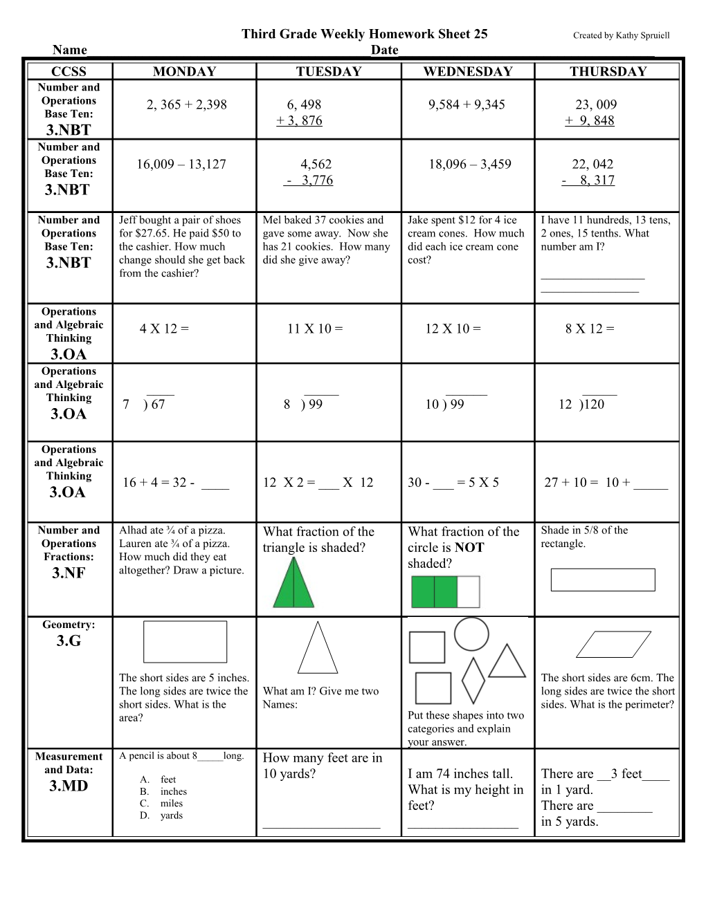 Weekly Homework Sheet s13
