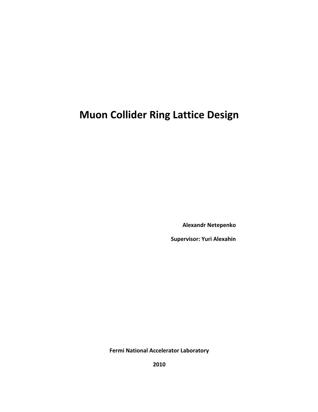 Muon Collider Ring Lattice Design