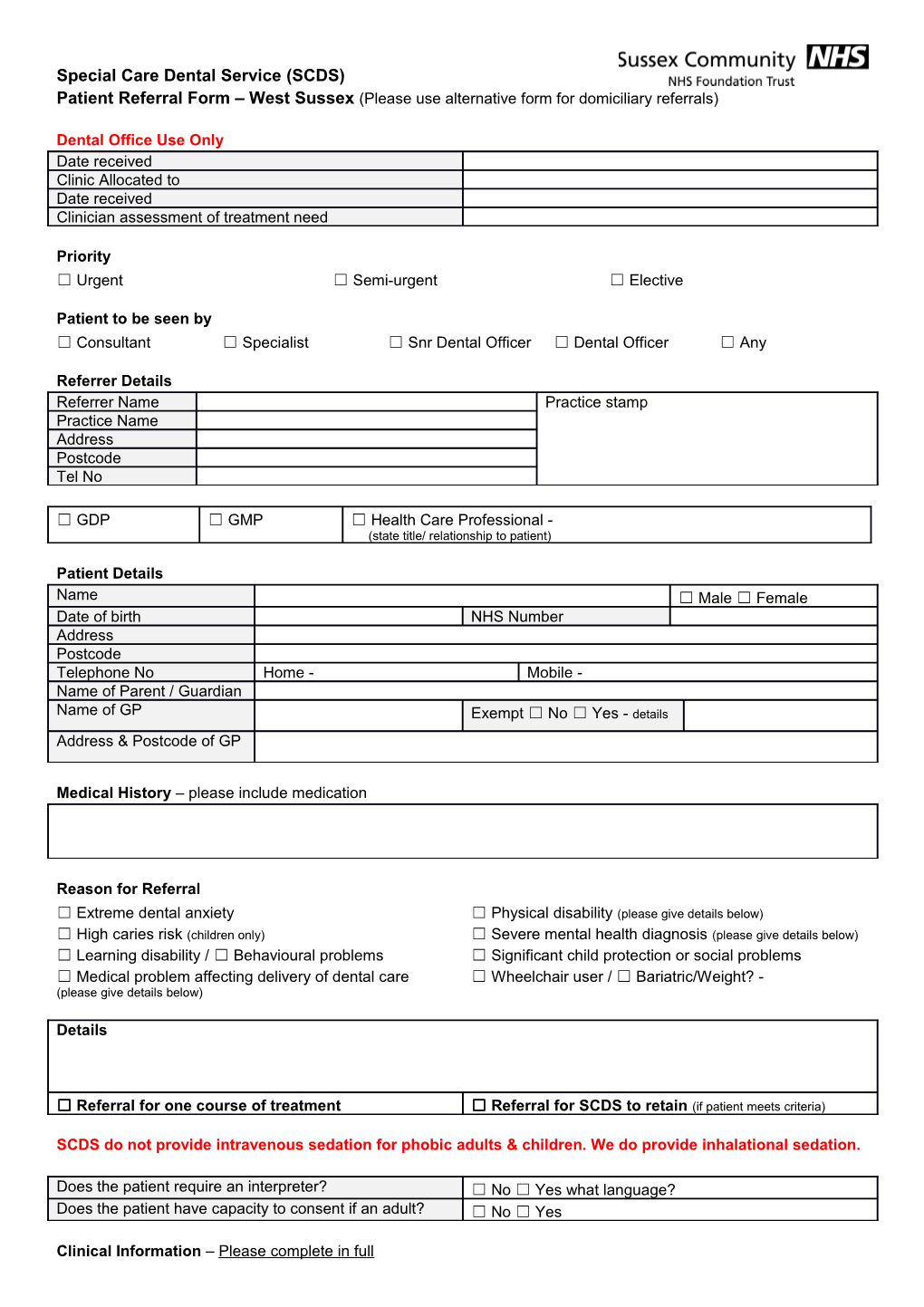 Special Care Dental Service (SCDS)