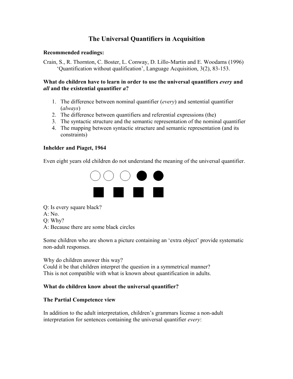 Semantic Universals in Child Language