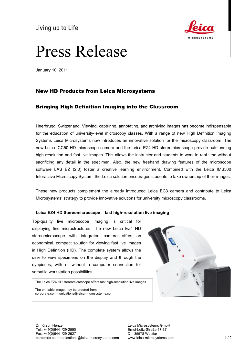 Leica Microsystems Press Release s5