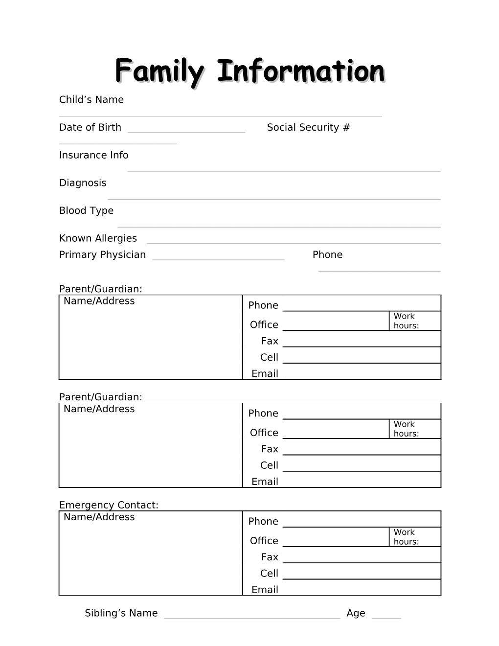 Family Information s1