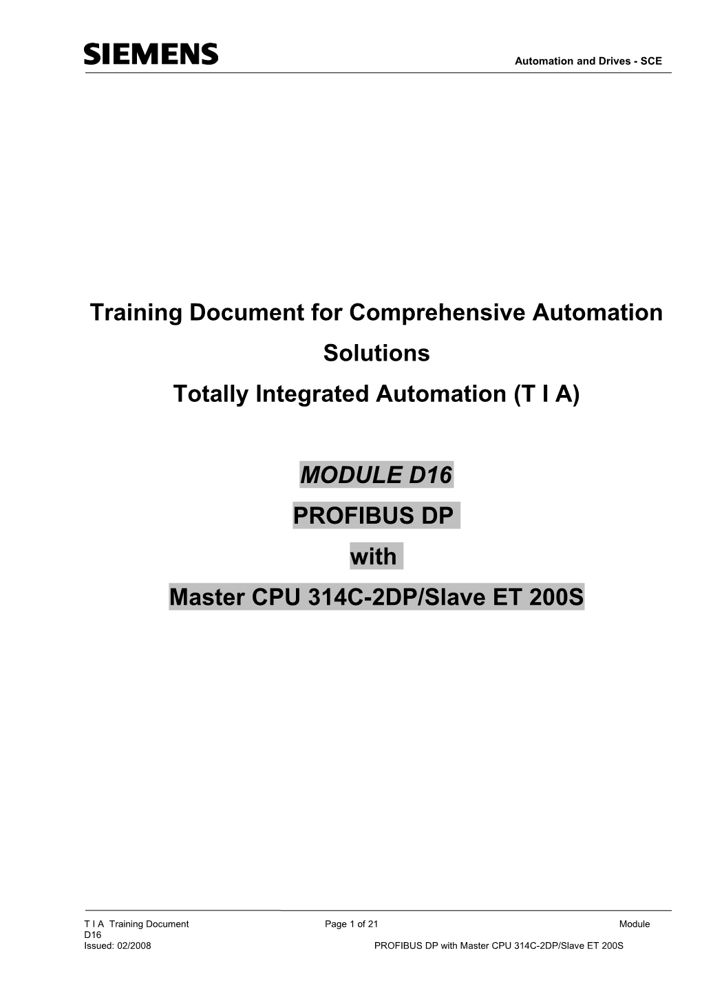 Training Document for Comprehensive Automation Solutions