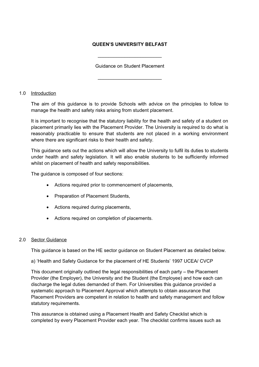 Guidance for Academic Staff Responsible for Placement