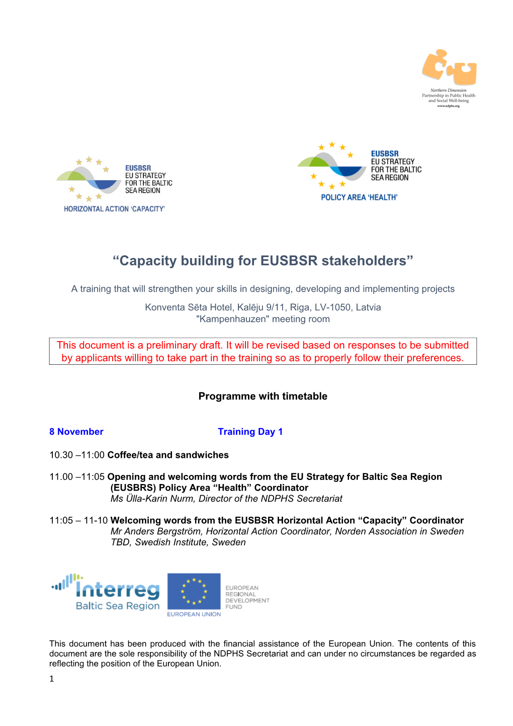 Capacity Building for EUSBSR Stakeholders