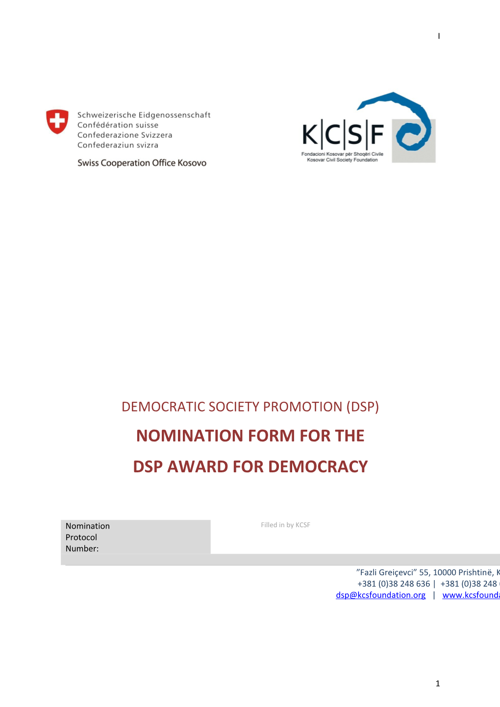 DSP Award for Democracy