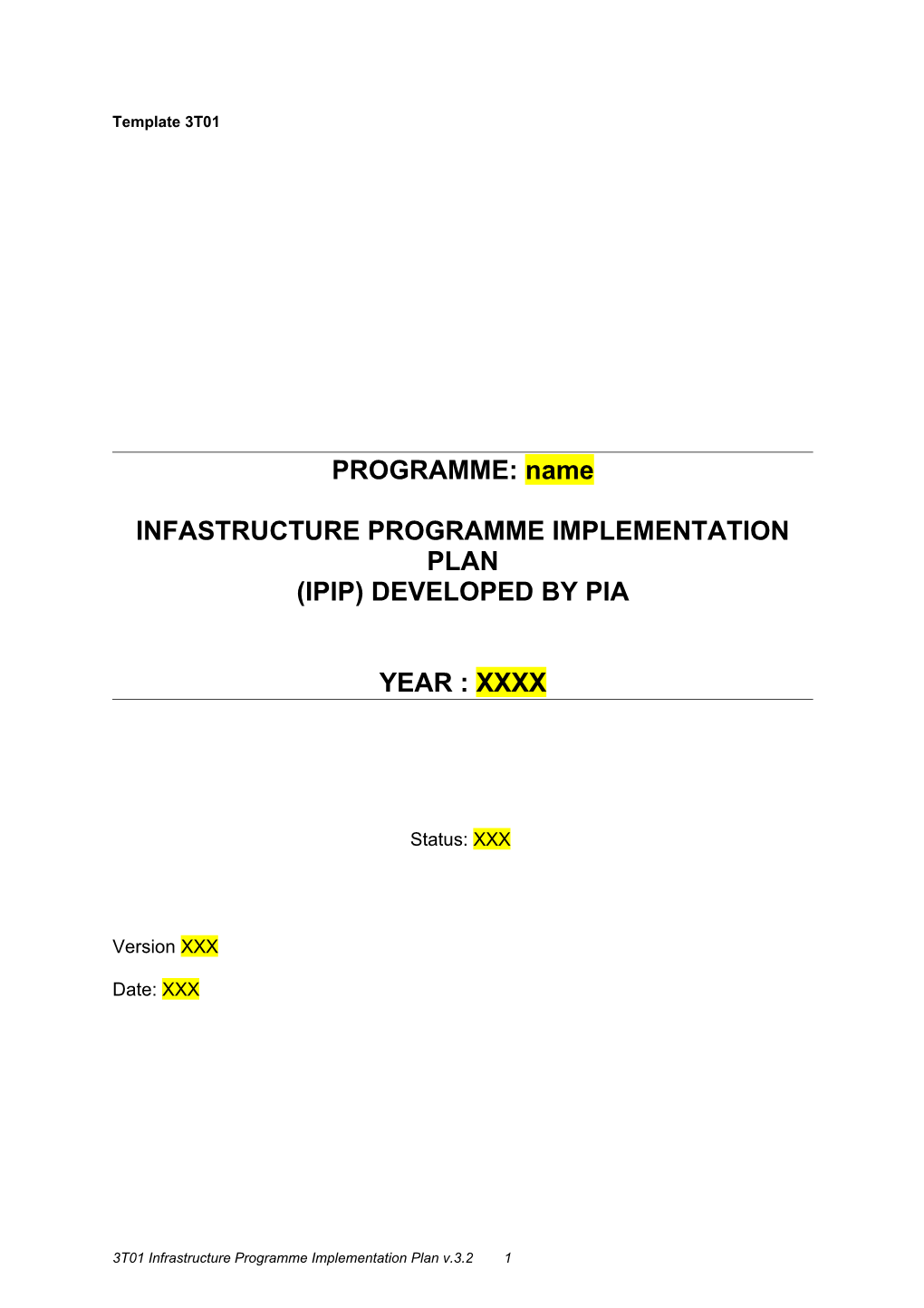 Infastructure Programme Implementation Plan